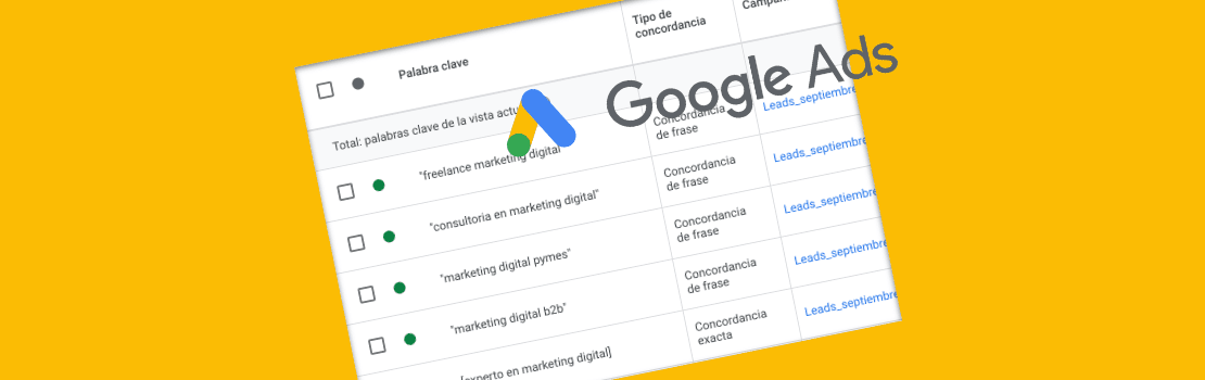 concordancias de keywords en GoogleAds